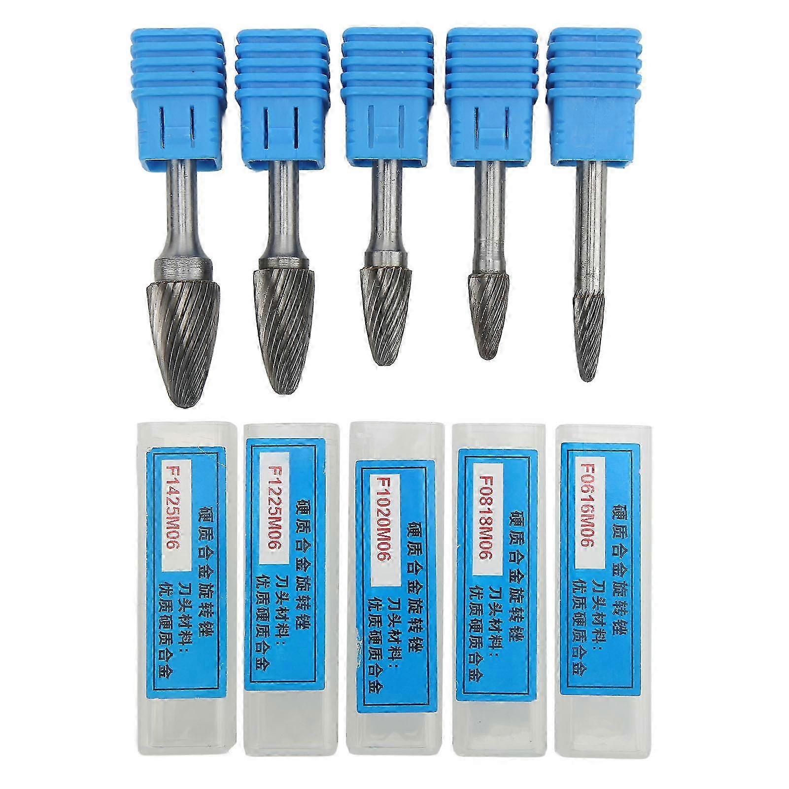 5pcs Carbide Burrs Single Cut Rotary File with 6mm Shank for Engraving Polishing Drilling