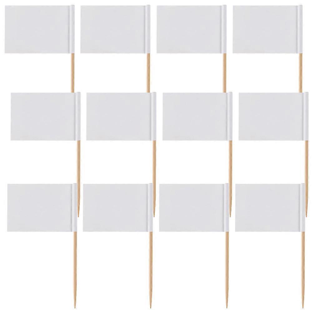 Toothpick Flags Cake Inserts for Decoration 200Pcs White Wooden Paper