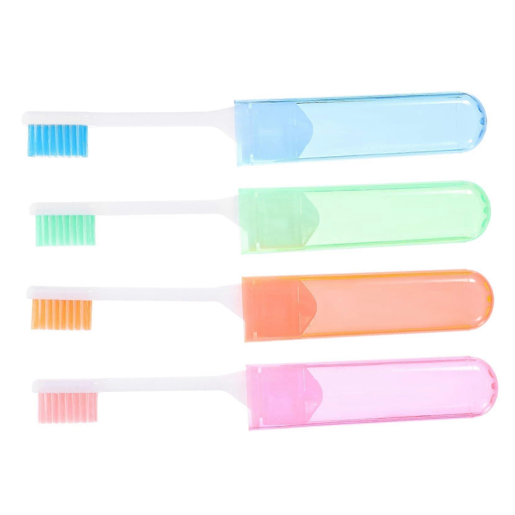 Set of 4 Portable Toothbrushes Foldable Travel Toothbrushes Soft Bristles PP-PBT Material Compact Design