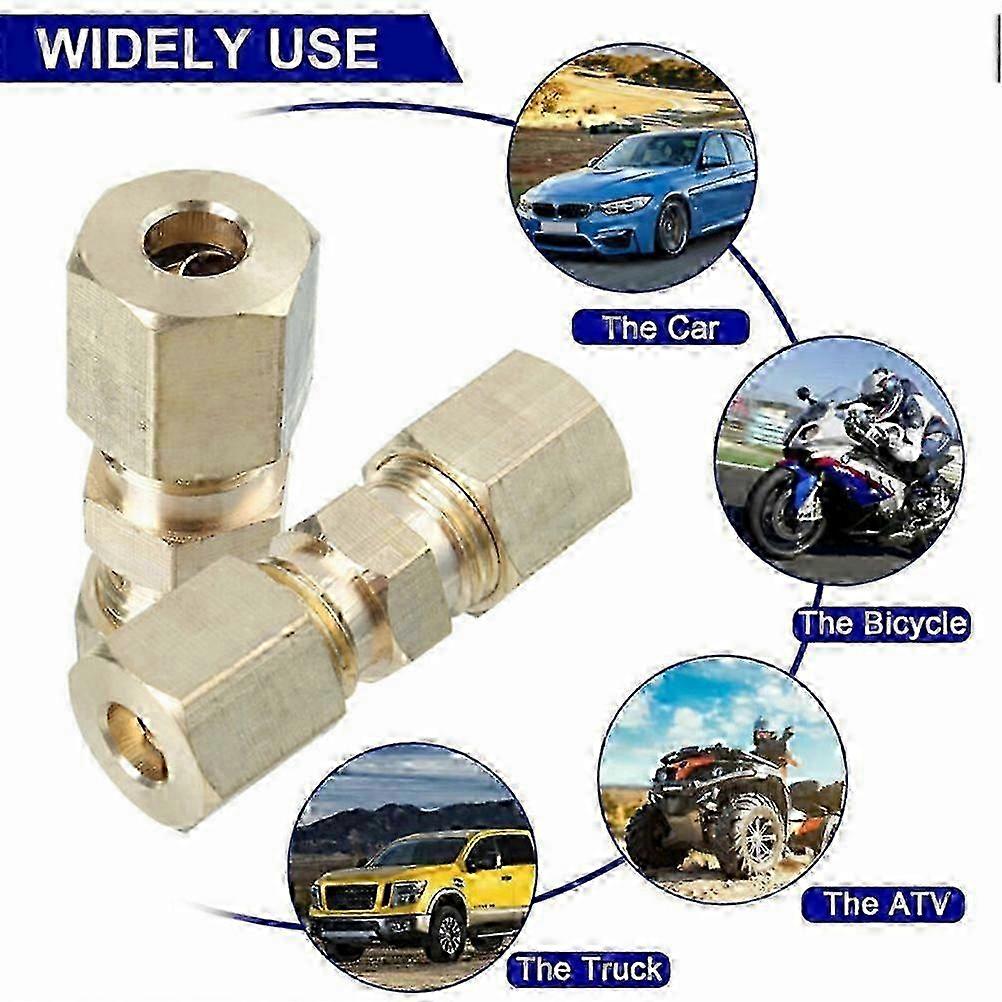 5PCS 3/16IN Brass Compression Fittings Connector Corrosion Resistant Durable Brake Pipe Connector