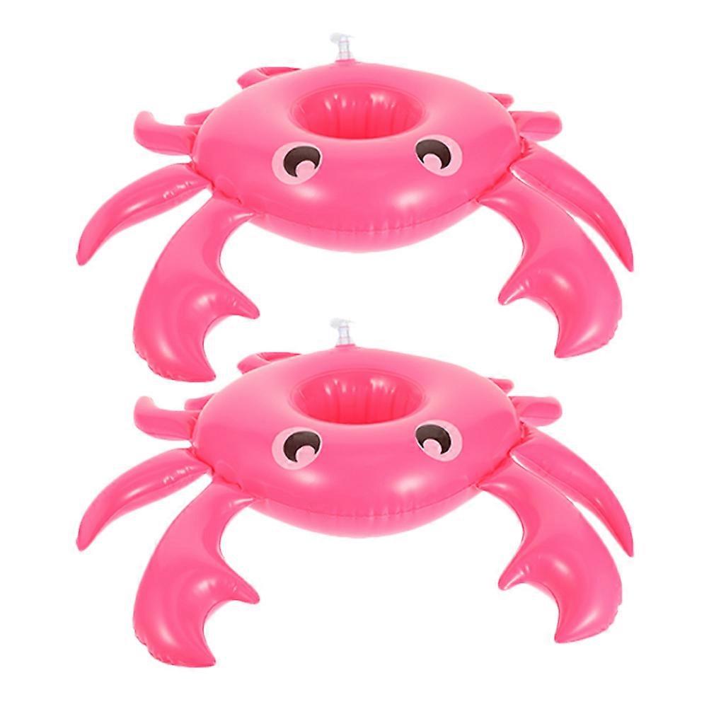Rosy CrabShaped Inflatable Drink Holder for Pool Parties, Fun PVC Floating Cup Holder, 2pcs