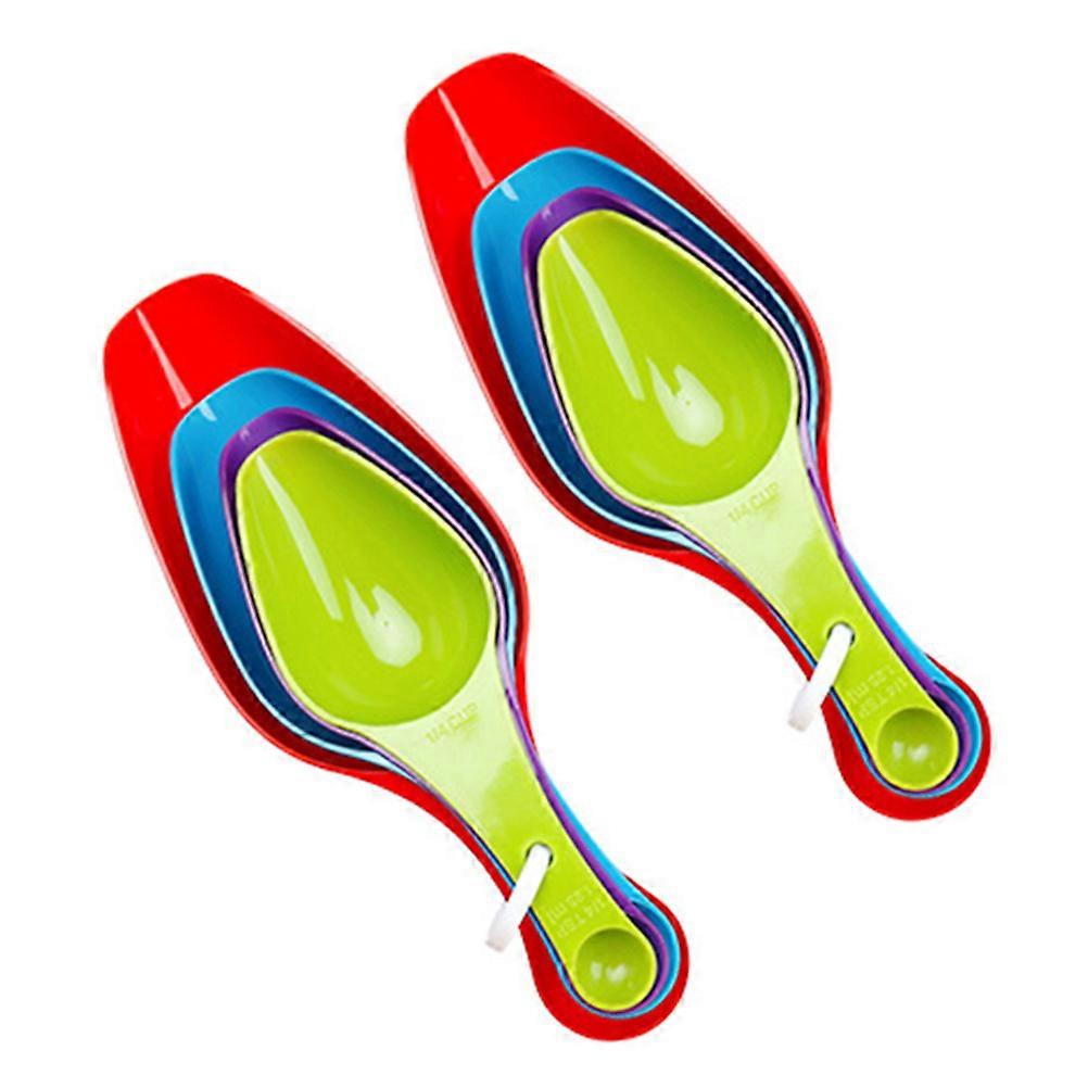 Kitchen Plastic Seasoning Measuring Spoon Set For Baking And Cooking 2 Sets Assorted Color Ergonomic Handle 8.9x3.1x2Inch