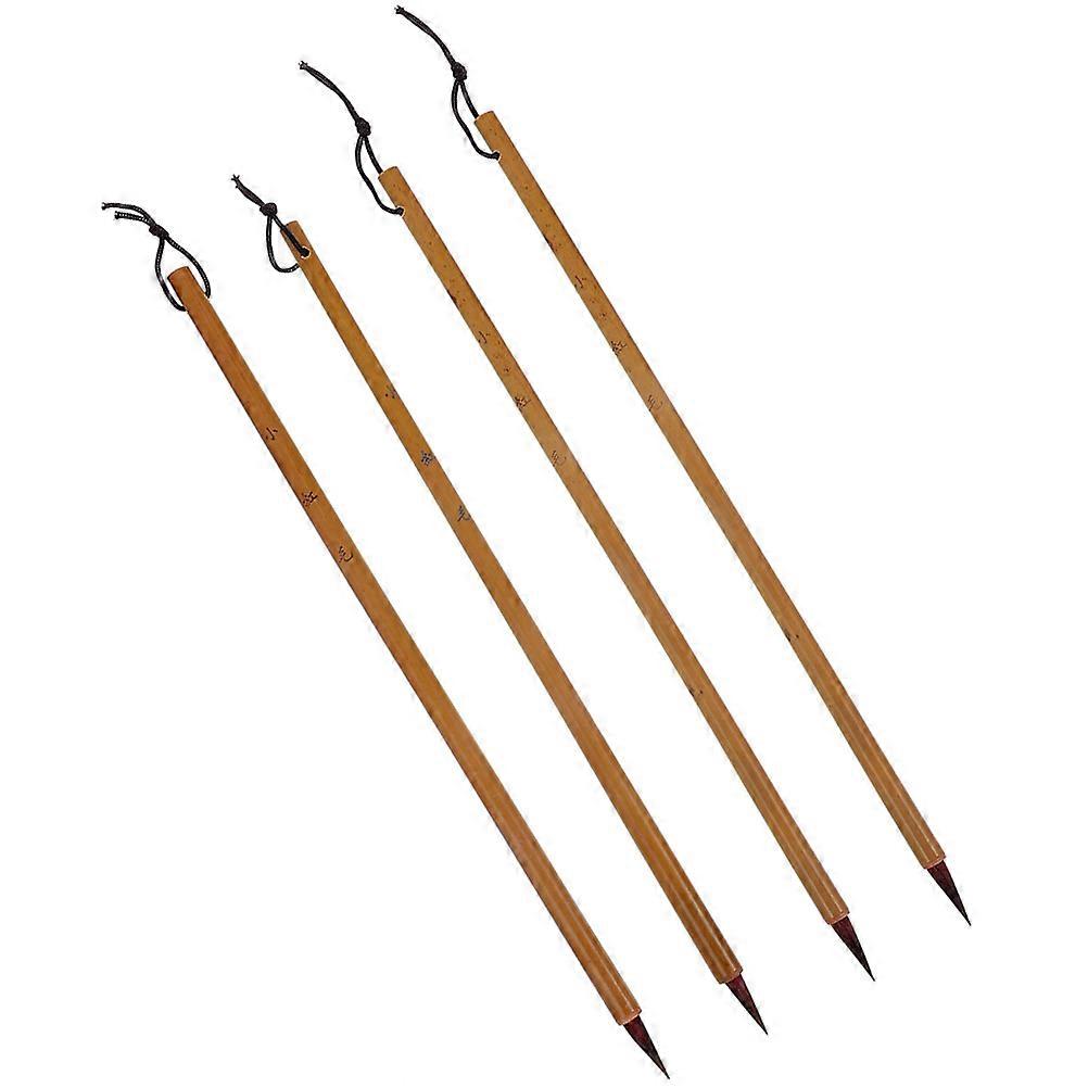 Durable Bamboo Calligraphy Brushes for Writing with Lanyard Design 4pcs Light Brown