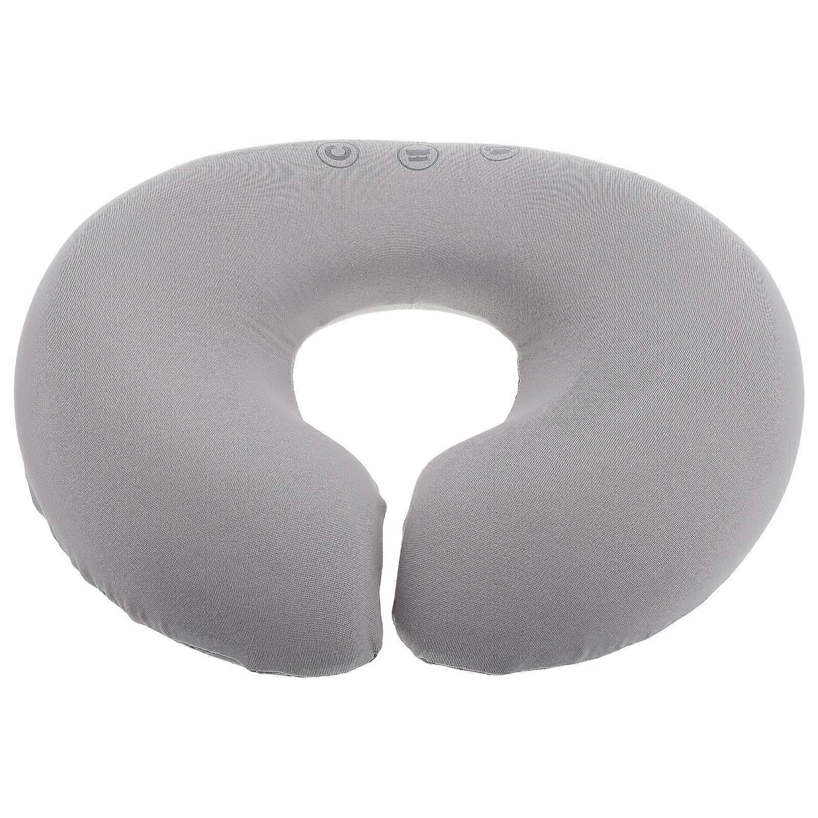 Ergonomic U Shaped Face Down Massage Pillow for Beauty Spas with Light Grey Cloth and Sponge Providing Comfortable Support