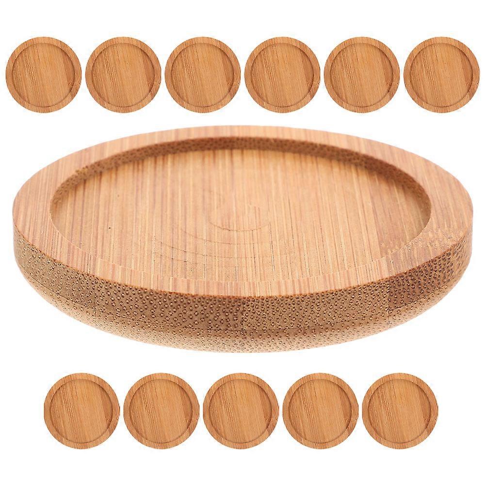 Bamboo Coasters for Home Use Heat Protected Mats with Classic Design Beige Color 12pcs
