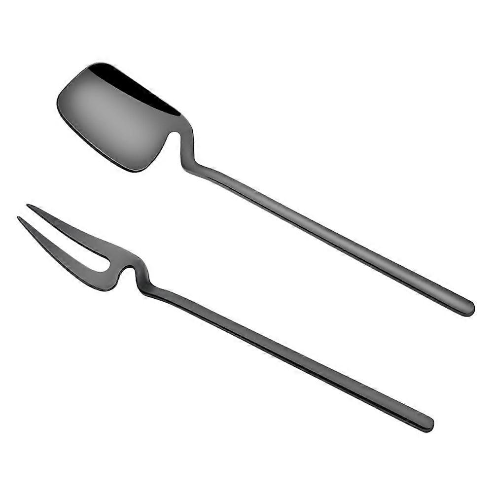 Stainless Steel Flatware Set for Eating Lightweight and 8PCS Black