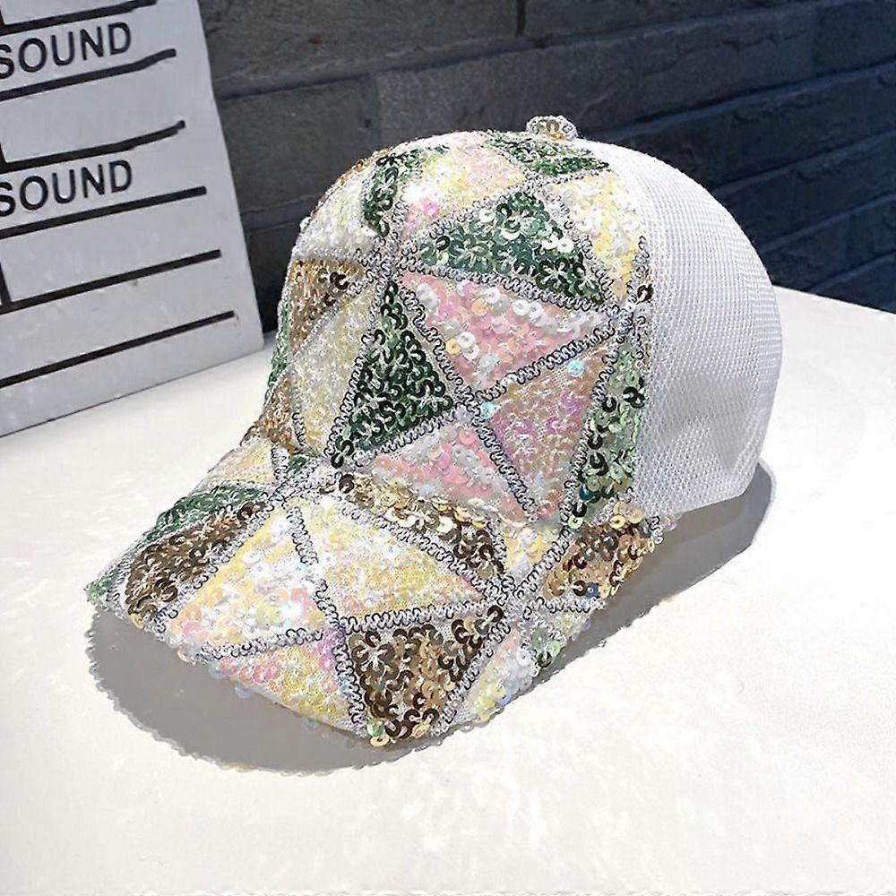 Cotton Sequins Baseball Caps Adjustable Net Baseball Hats Shiny Mesh Cap For Women Girls