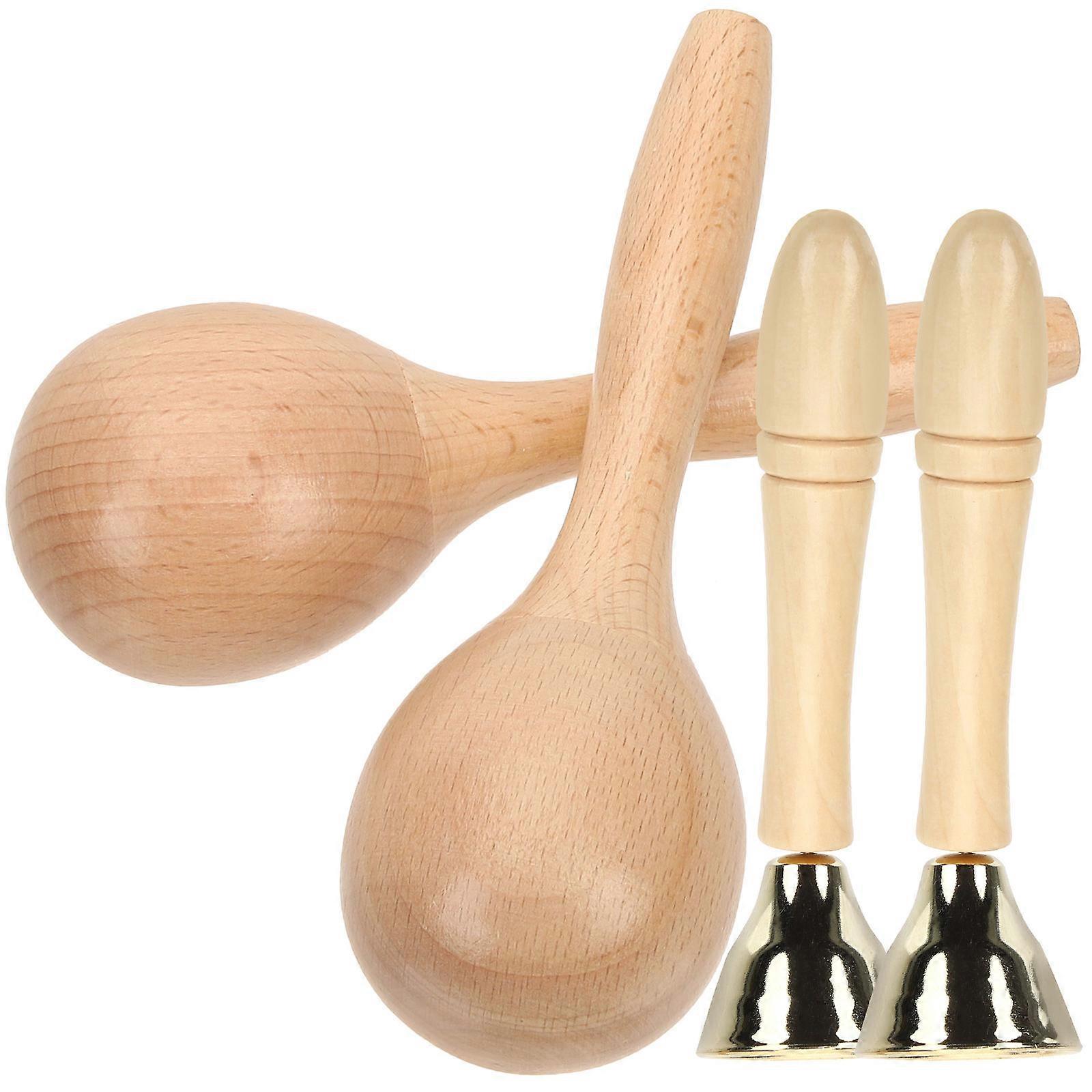 Musical Toys Wood Maracas Handheld Bells For Child Play Hands-On Coordination And Interest Stimulation 1 Set