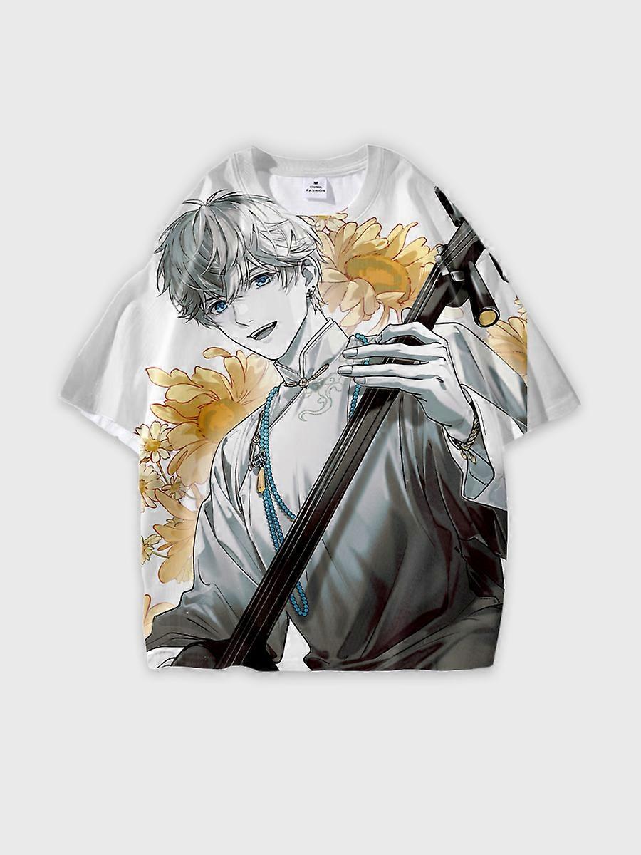 T-shirt round neck Role Pattern loose short sleeve E2288