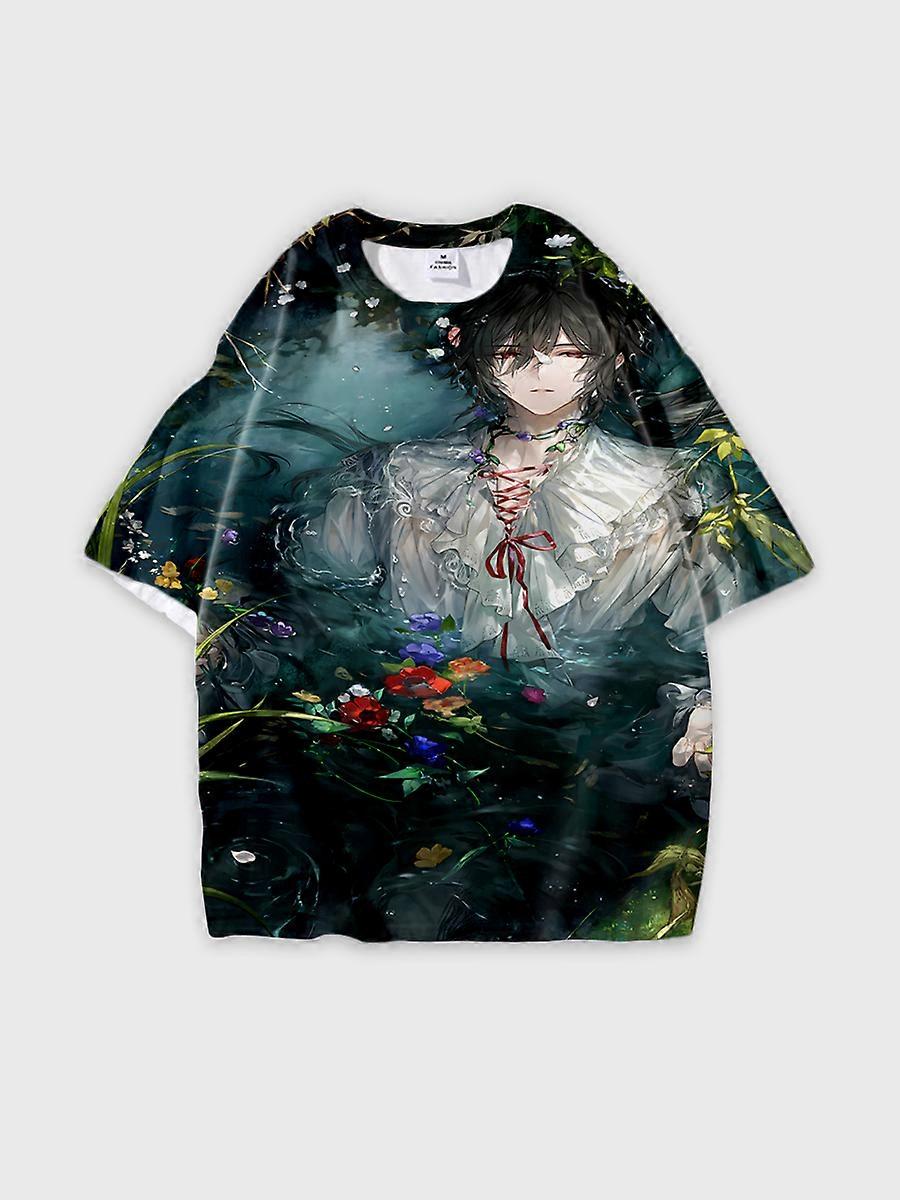 T-Shirt Rundhalsausschnitt Role Pattern locker kurzarm E669