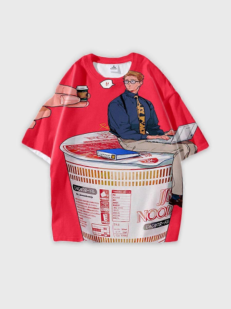 T-shirt round neck Character Pattern loose short sleeve P66