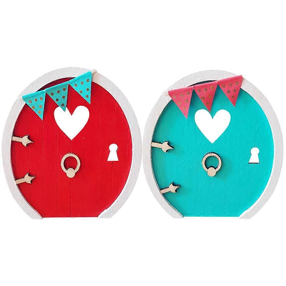 2 Pcs Mini Fairy Tale Wooden Door Decorative Fairy Door for Garden Courtyard Tree Outdoor Spaces Compact Lightweight Design