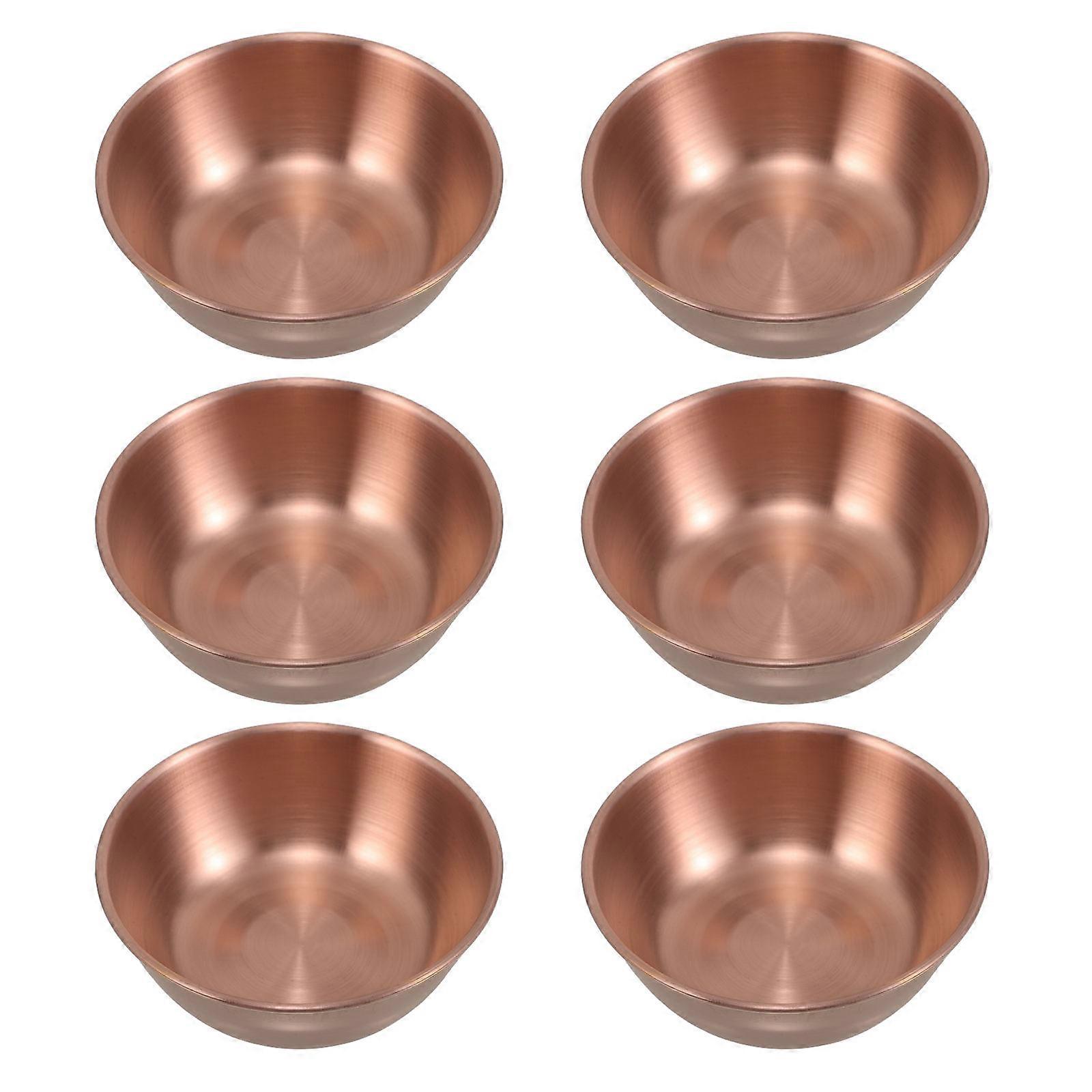 6Pcs Rose Gold Metal Dipping Bowls For Condiments Serving Sauces Home Dining 8.50X8.50X3.00CM Simple Design