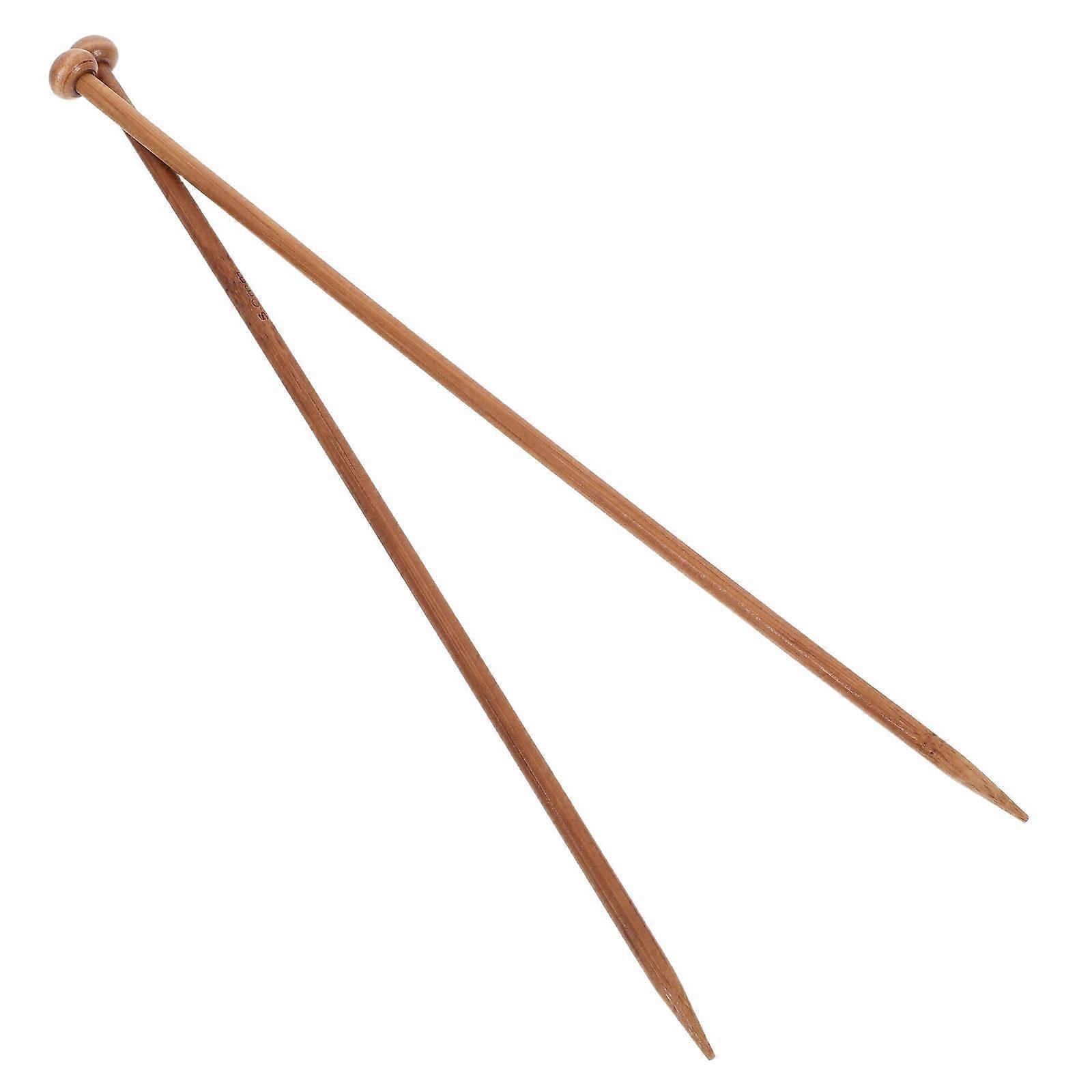 Bamboo Knitting Needles for Beginners with Mushroom Head Design and Tips for DIY Knitting Craft Brown 2pcs