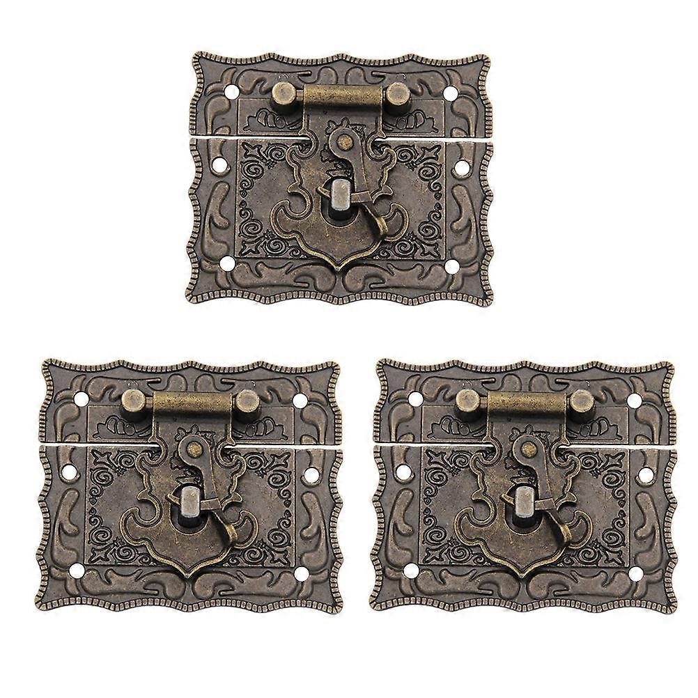 Retro Zinc Alloy Buckle Latch For Wooden Box Door Notebook Suitcase Dark Brown Locking 3Pcs