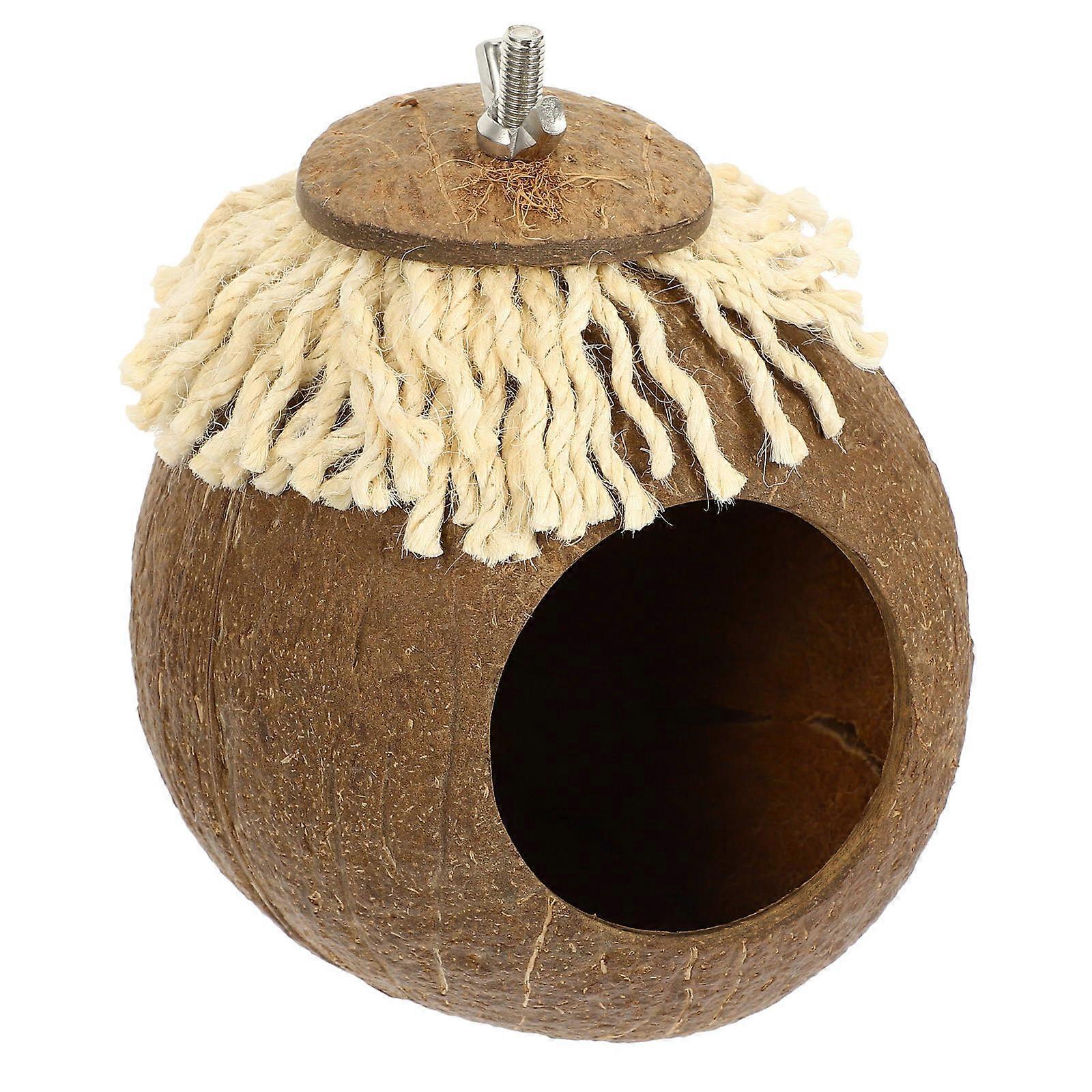Large Coconut Hideaway For Parakeets Improvement Assorted Color 1Pack