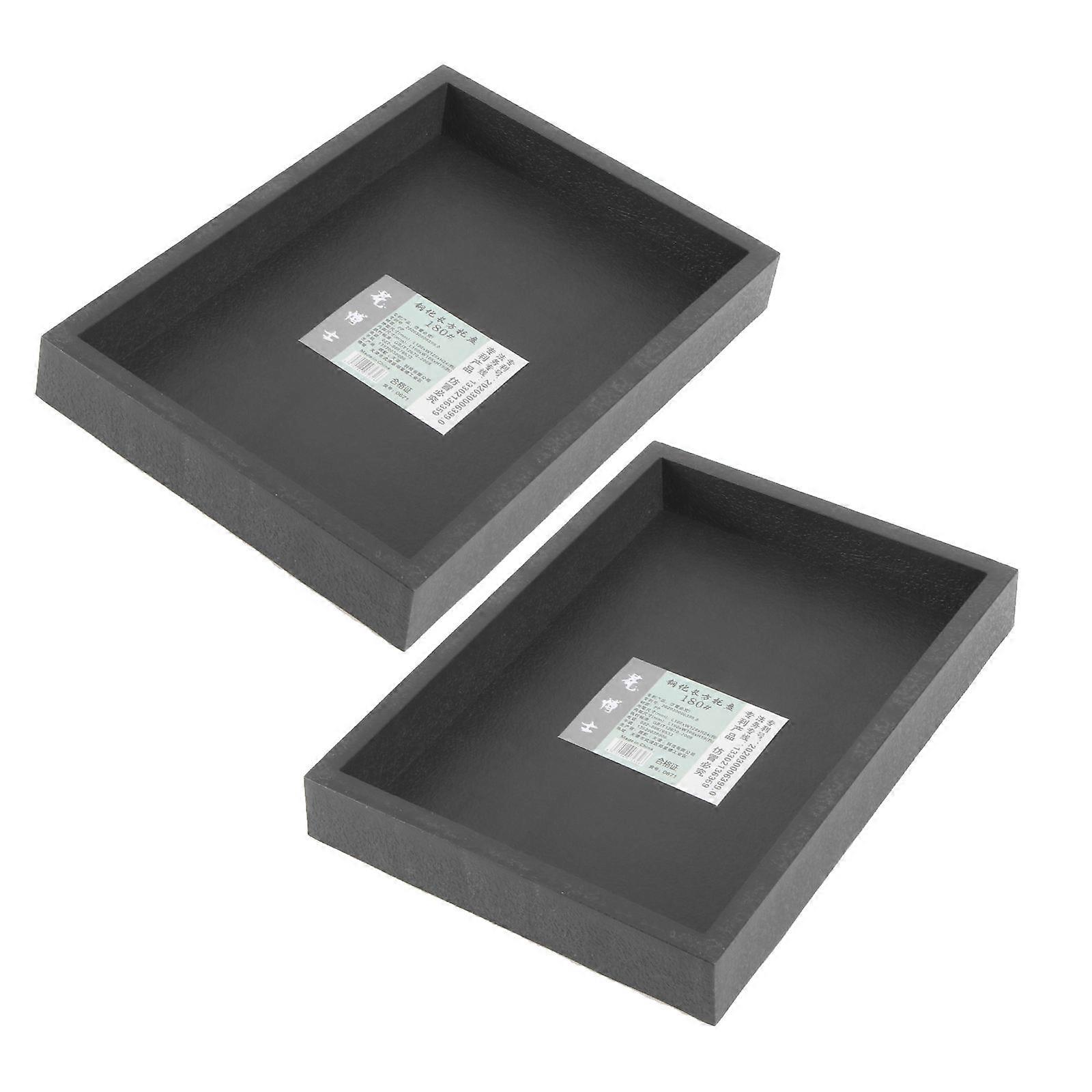 2Pcs Rectangular Flowerpot Trays for Indoor and Outdoor Use Resin Material Dark Grey