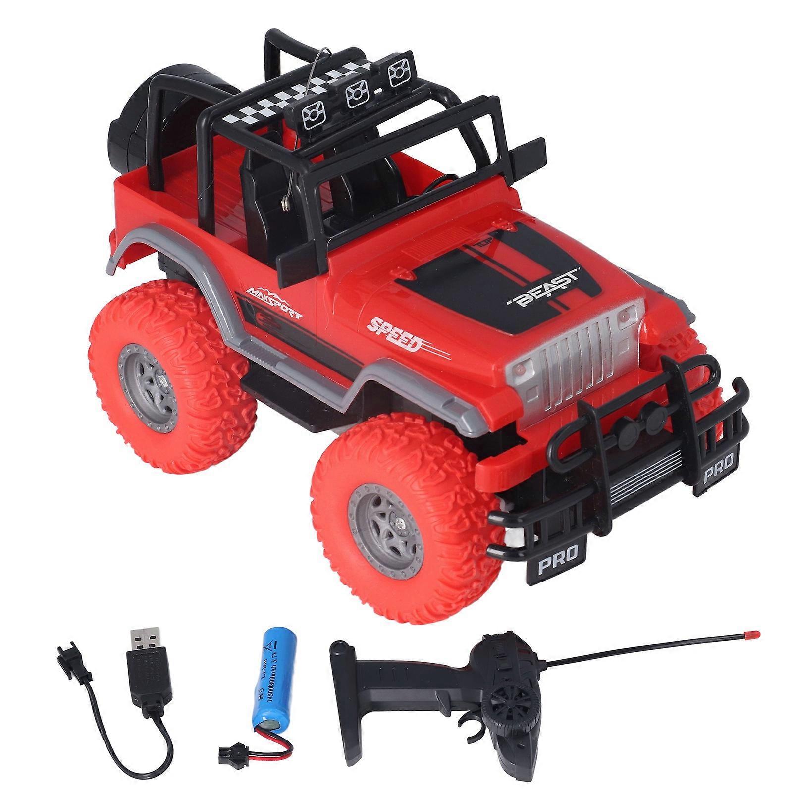 Off Road Vehicle Toy Remote Control Rechargeable 1: 18 Scale Vehicle Car Toy with Light for Children Red