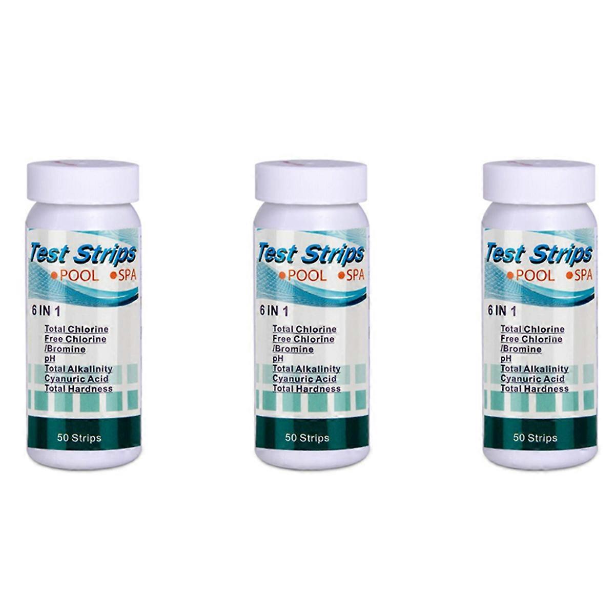 150Pcs 6-In-1 Swimming Pool PH Test Paper Residual Chlorine PH Value Alkalinity Hardness Test Strip