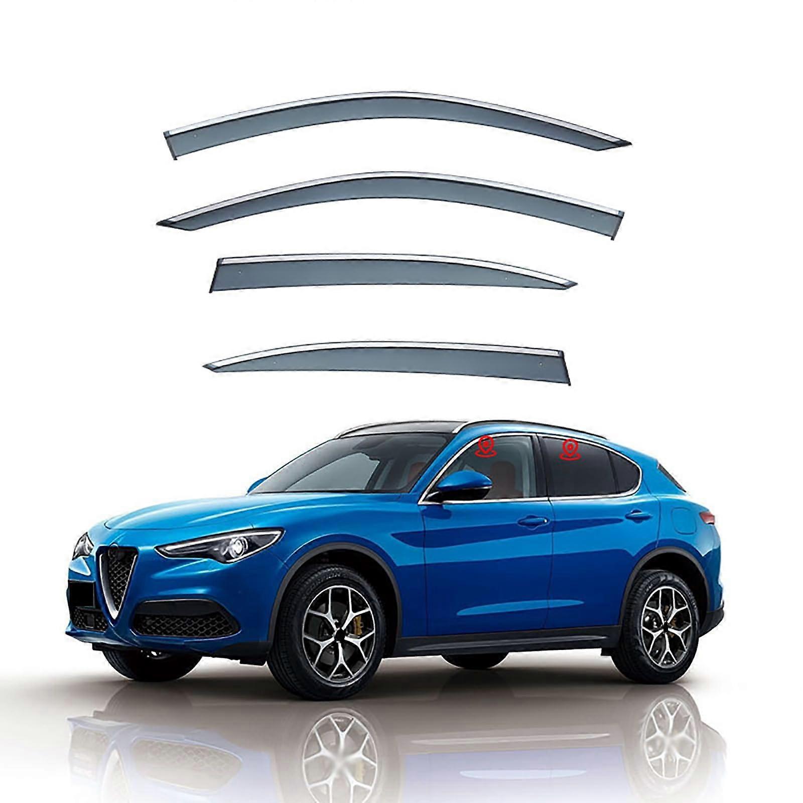 Side Window Deflectors for Alfa Romeo Stelvio MK1 2017+, 4-Piece Weather Shield, Wind Guard, Modified Exterior Accessory
