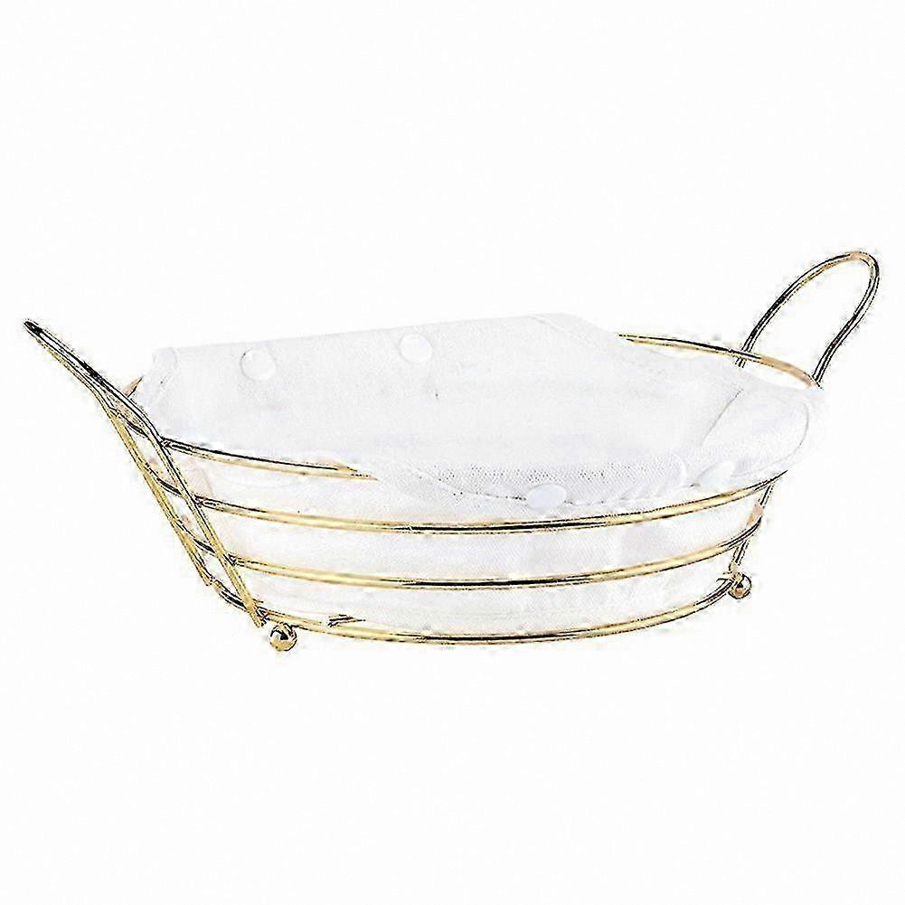 Vintage Metal Bread Basket with Liner for Serving and Storage