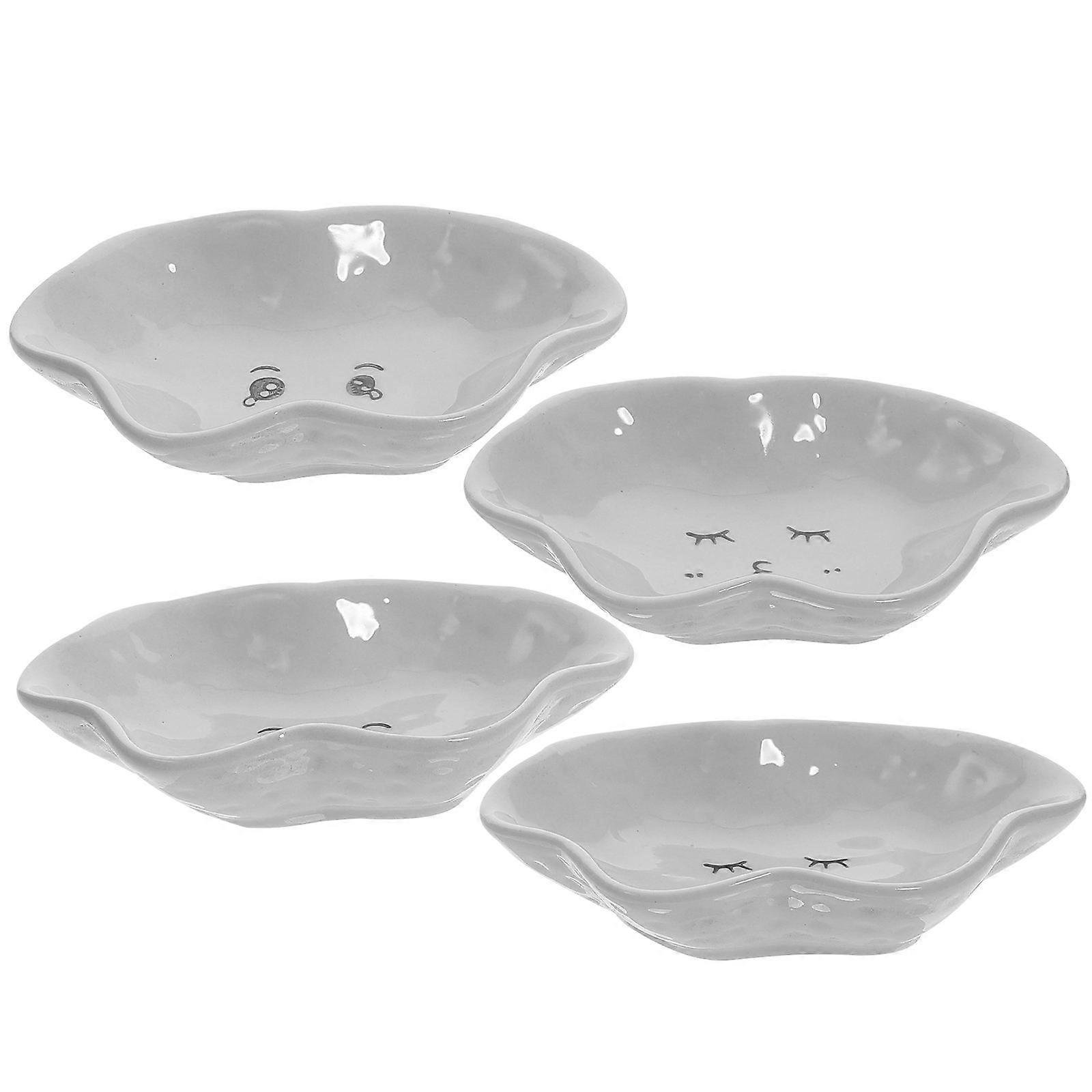 Adorable Cloud Shaped Ceramic Sauce Dish for Vinegar and Dipping Perfect for Storage Use White 4pcs
