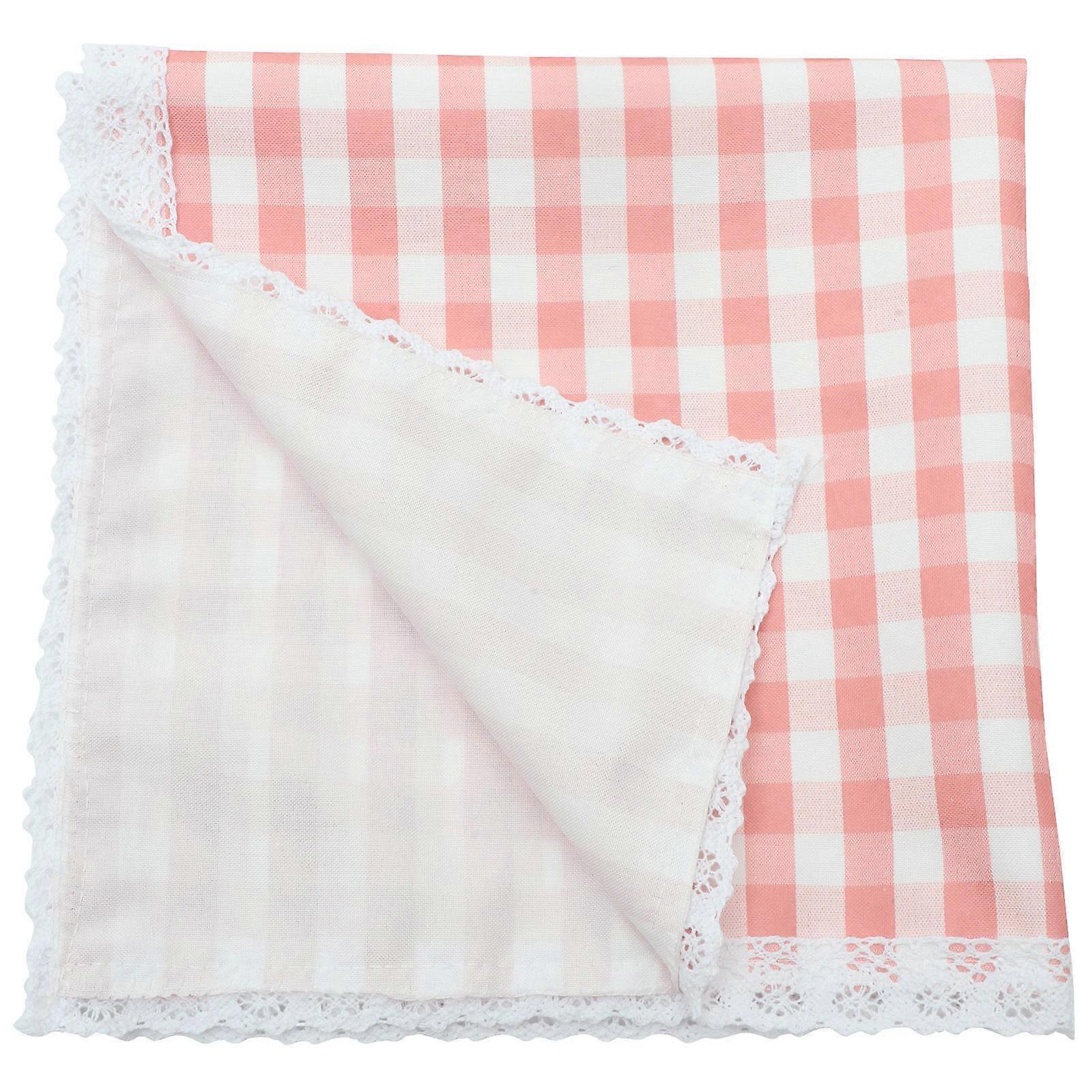 Polyester Microwave Cover with Lace Design for Home in Pink 10x12 Inches