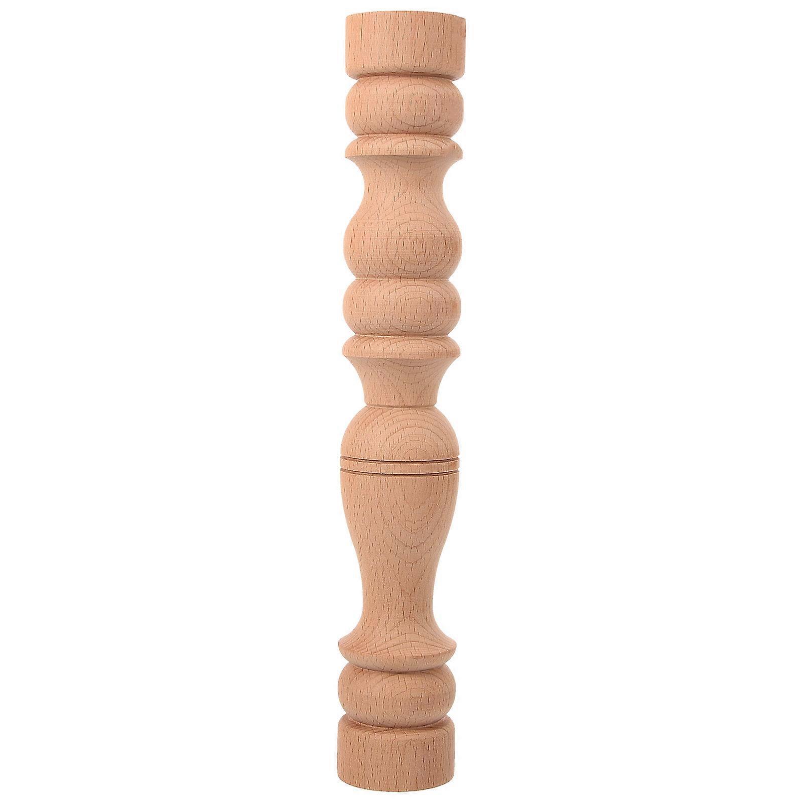 Wooden Carved Table Post for Decor with Classic Roman Column Design and Delicate Details Khaki Color