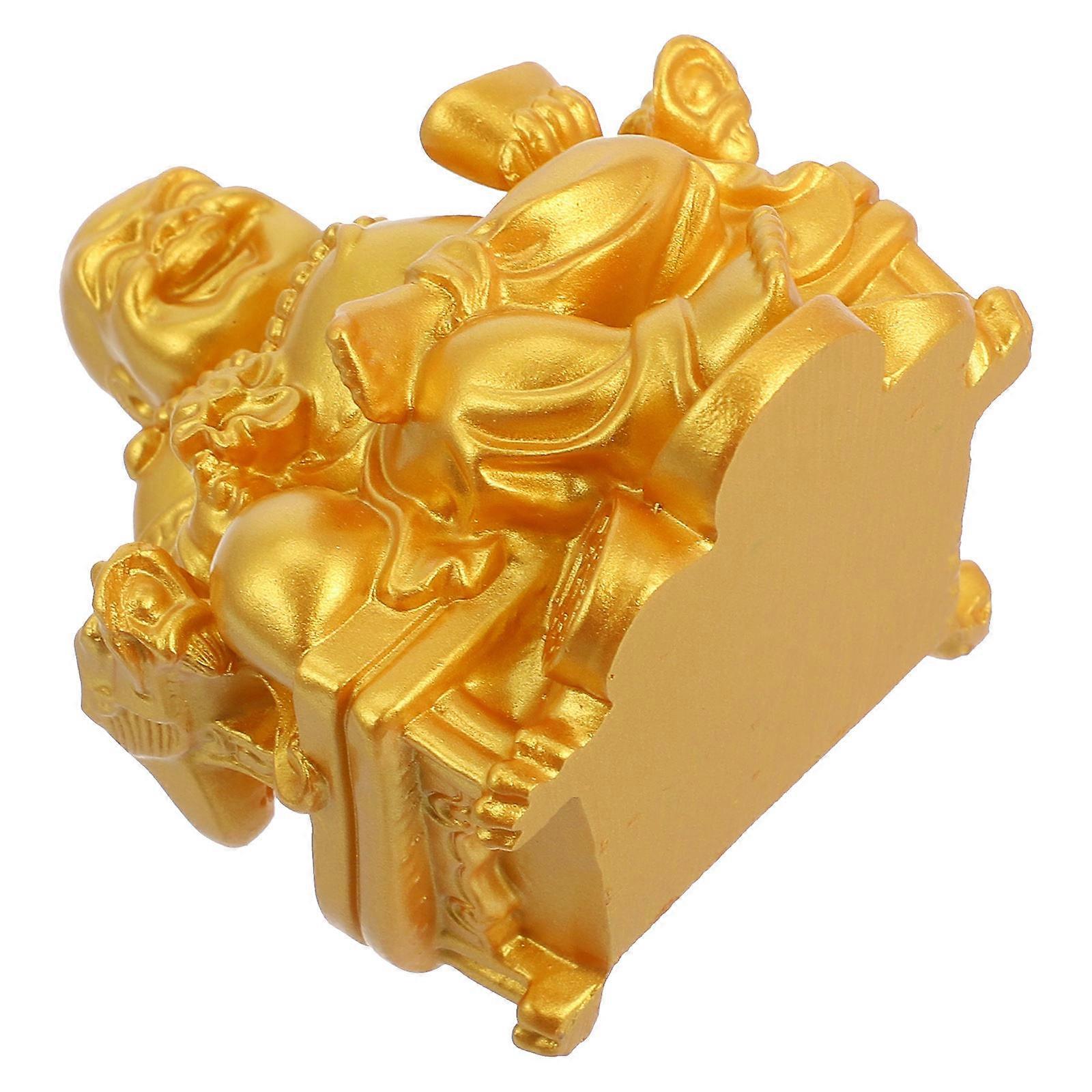 Golden Resin Buddha Statue for Home and Office Decoration Attracts Wealth Prosperity with Craftsmanship 6.5 Inches