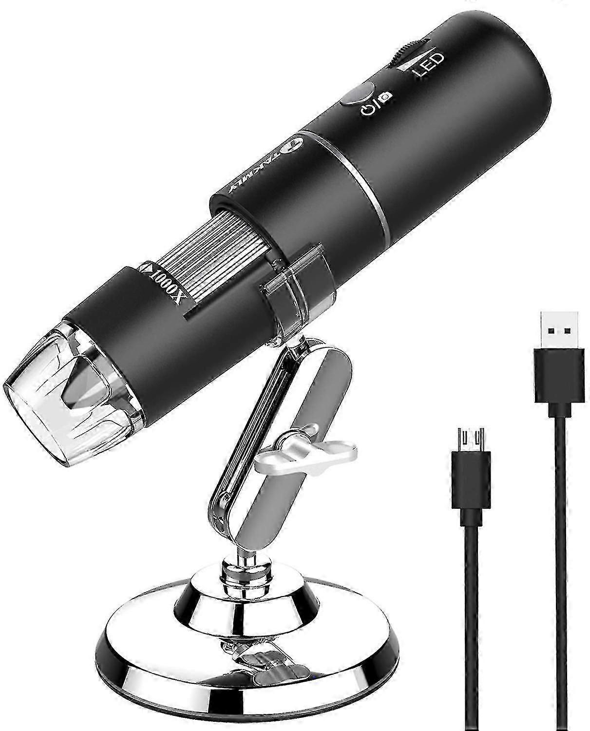 Wireless Digital Microscope Handheld USB HD Inspection Camera 50x-1000x Magnification with Stand