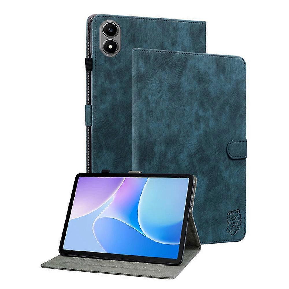 TKdaddy For Infinix Xpad 20 Case Tiger Imprint Anti-Scratch PU Leather Tablet Cover Blue