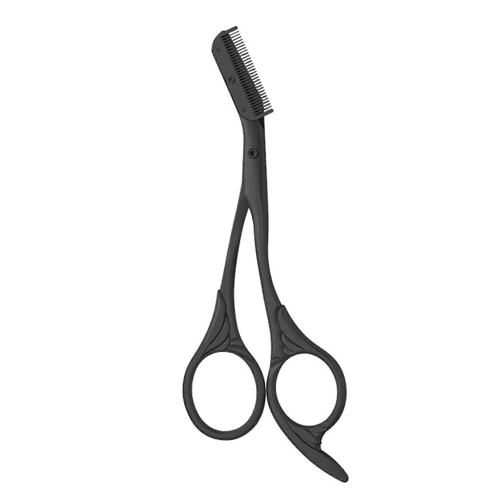 Eyebrow Trimmer Scissors, Easy to Use Eyebrow Scissors with Comb, Shaper Scissors Brush, Trimmer for Women and Men (Black)