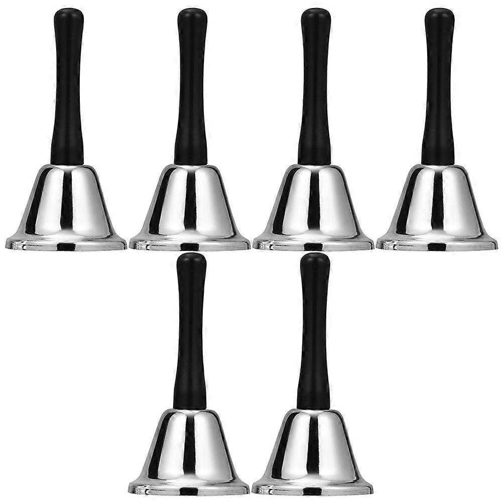 6pcs Silver Hand Bells, Metal Desktop Bells for Holiday Celebrations, Christmas Events, Elegant Craftsmanship with Crisp Sound for Versatile Use