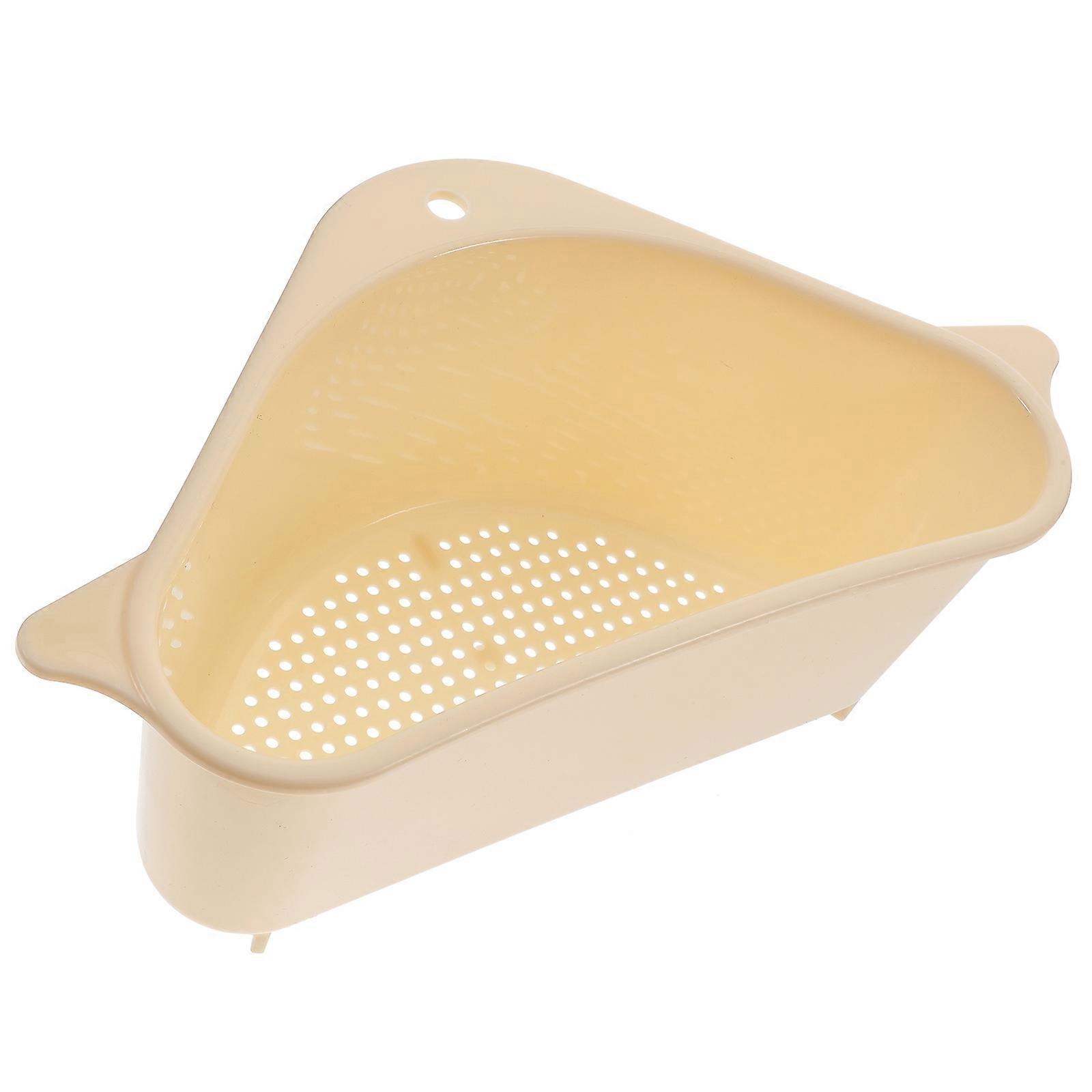 Triangular Sink Draining Basket Multifunctional Kitchen Storage Strainer for Tableware Space Saving Smooth Edge Design