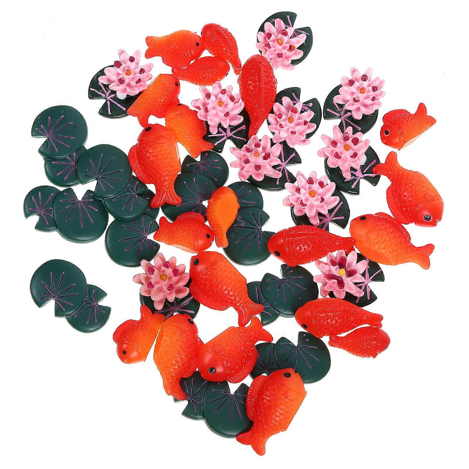 1 Set Fish Ornament Goldfish Miniatures Fish Decorations Lotus Ornaments Lotus Leaf Decoration