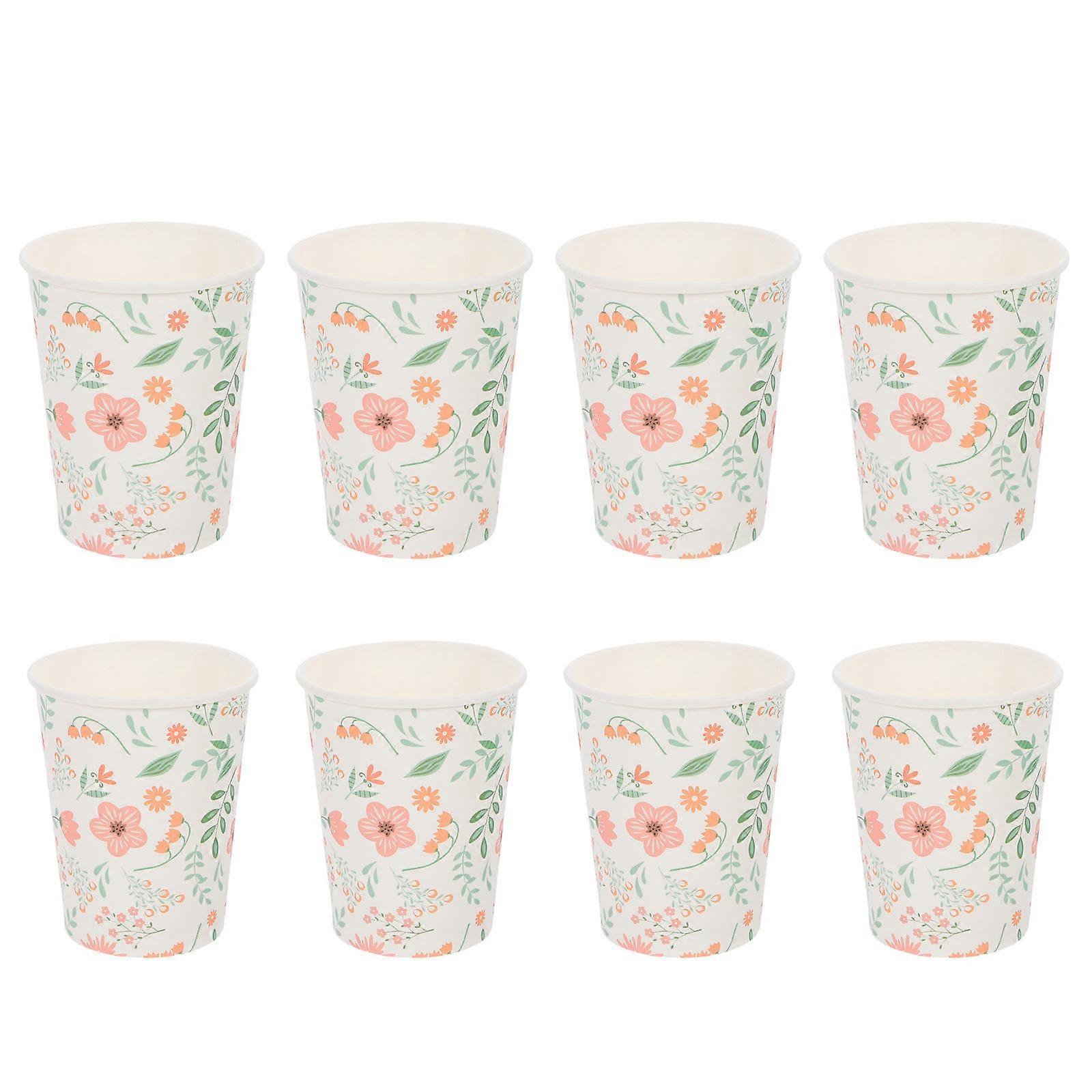 32Pack Disposable Floral Paper Cups Designed For Party Supplies With Multi For Graduation Parties