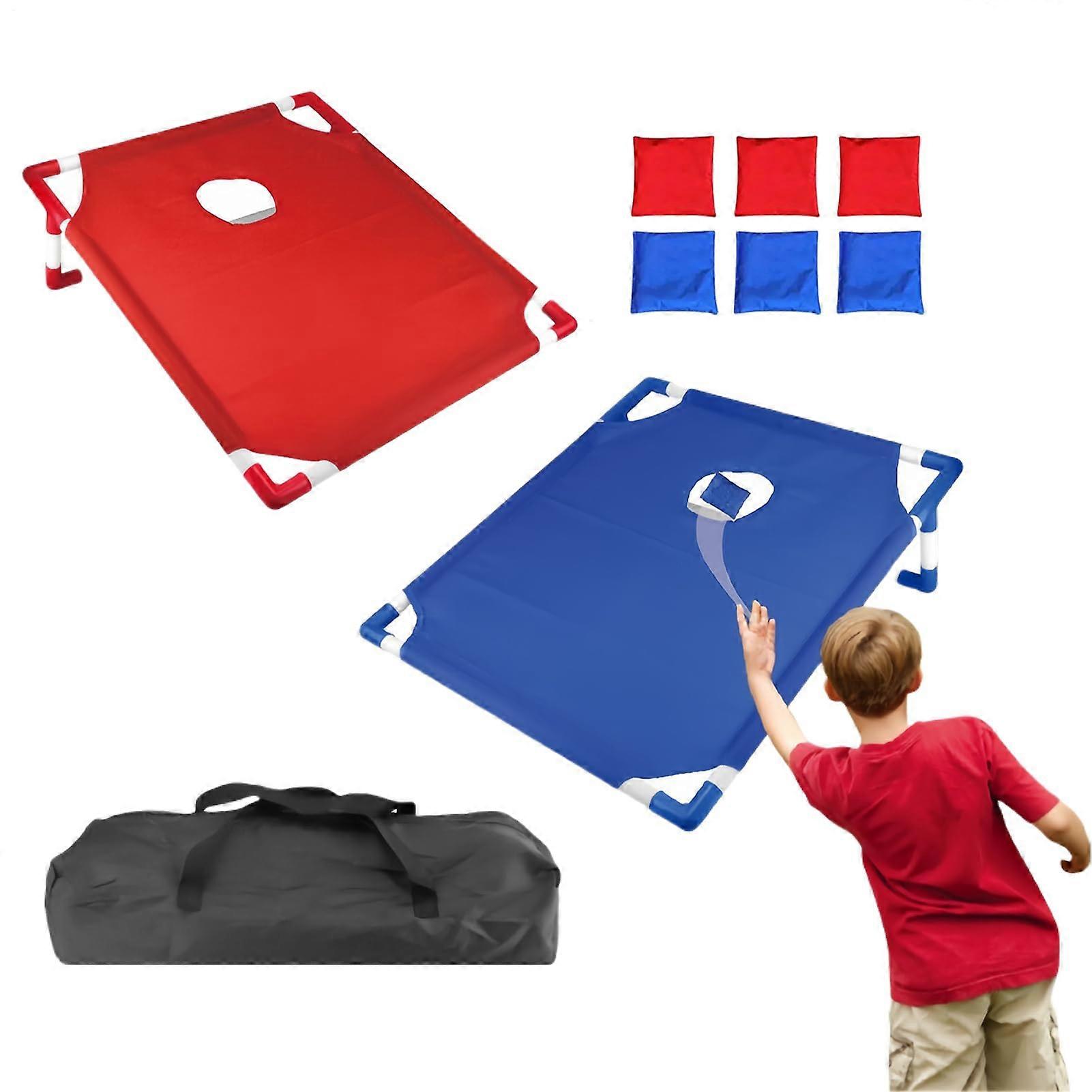 Outdoor Bean Bag Toss Game Set, Lawn Tossing Game with 8 Bean Bags and 58 x 51 cm Board for Garden Camping Park