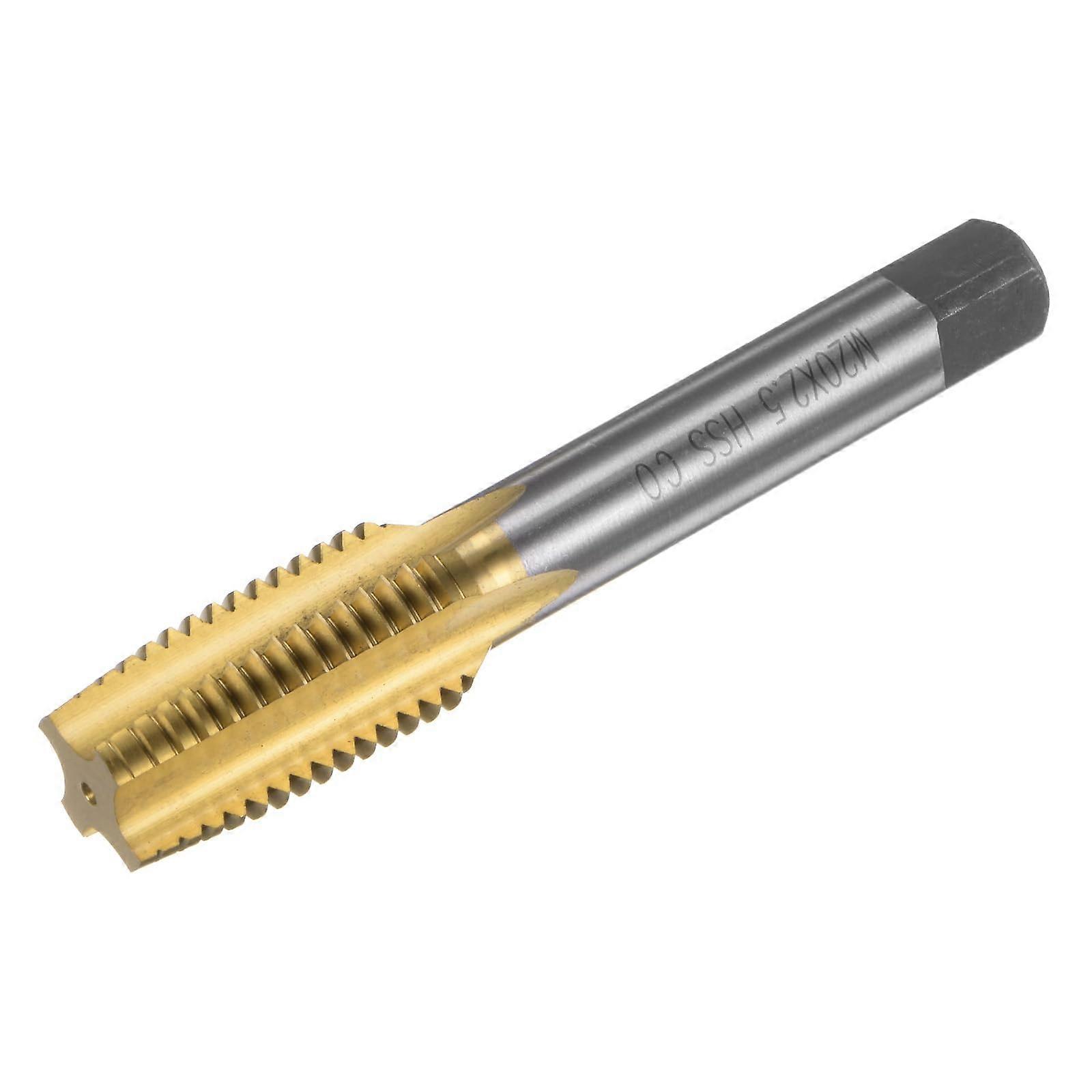 Metric Thread Tap M20 x 2.5 H2 Titanium Coated HSSCO (M35 Speed Steel) Straight Flute Machine Screw Tap Threading Listening Tool