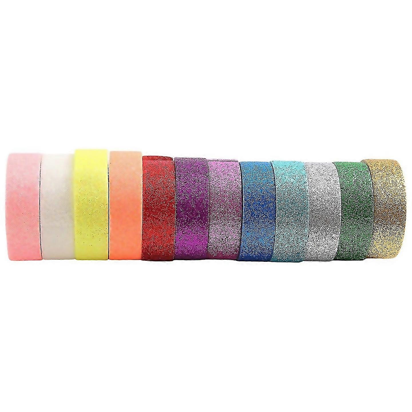 For washi tape set 12 rolls glitter decorative colored masking
