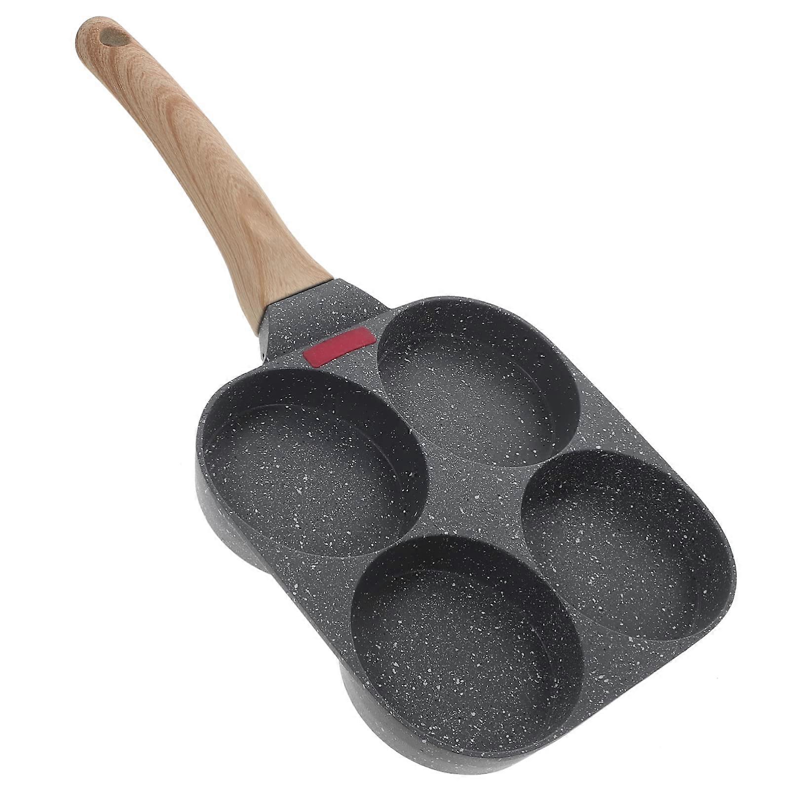 Mini Nonstick Egg Frying Pan with Four Hole Design Quick Heat Distribution Scald Handle Breakfast Skillet for Home Cooking and Pancakes