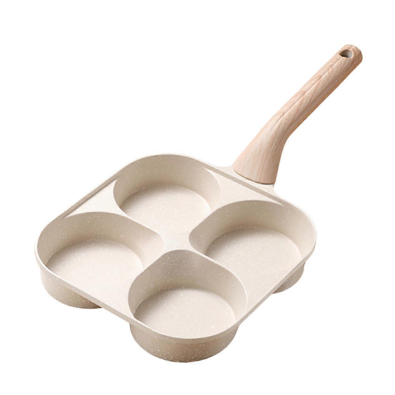 Nonstick Egg Frying Pan - Deep Divided Skillet for Fried Eggs and Breakfast Burgers, Beige Color, Quick Meals, 10-Inch Size
