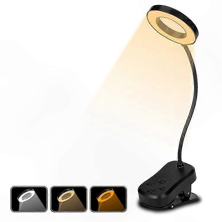 USB Rechargeable Clip Light for Reading, Adjustable Bedside Lamp with Battery Operation