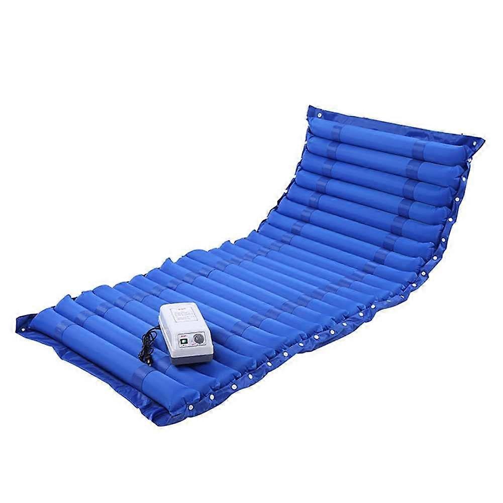 Alternating air mattress with overlay and pump, relief of pressure sores
