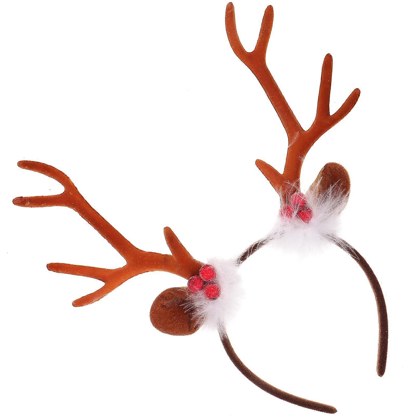 Antler Headband for Photography Sessions with Headwear Coffee Cloth and Plastic Material Photo Prop 1Pcs