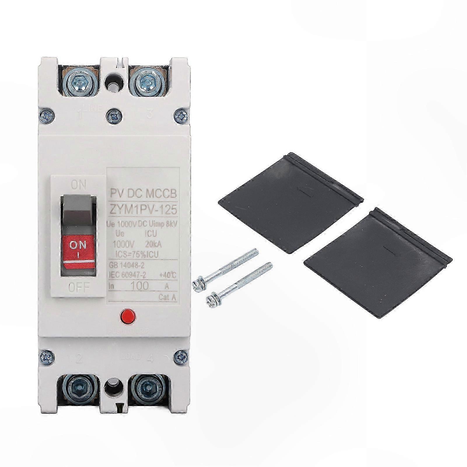 2P 100A Circuit Breaker with Flame Retardant Shell Silver Alloy Contacts for Short Circuit Protection up to 1000V