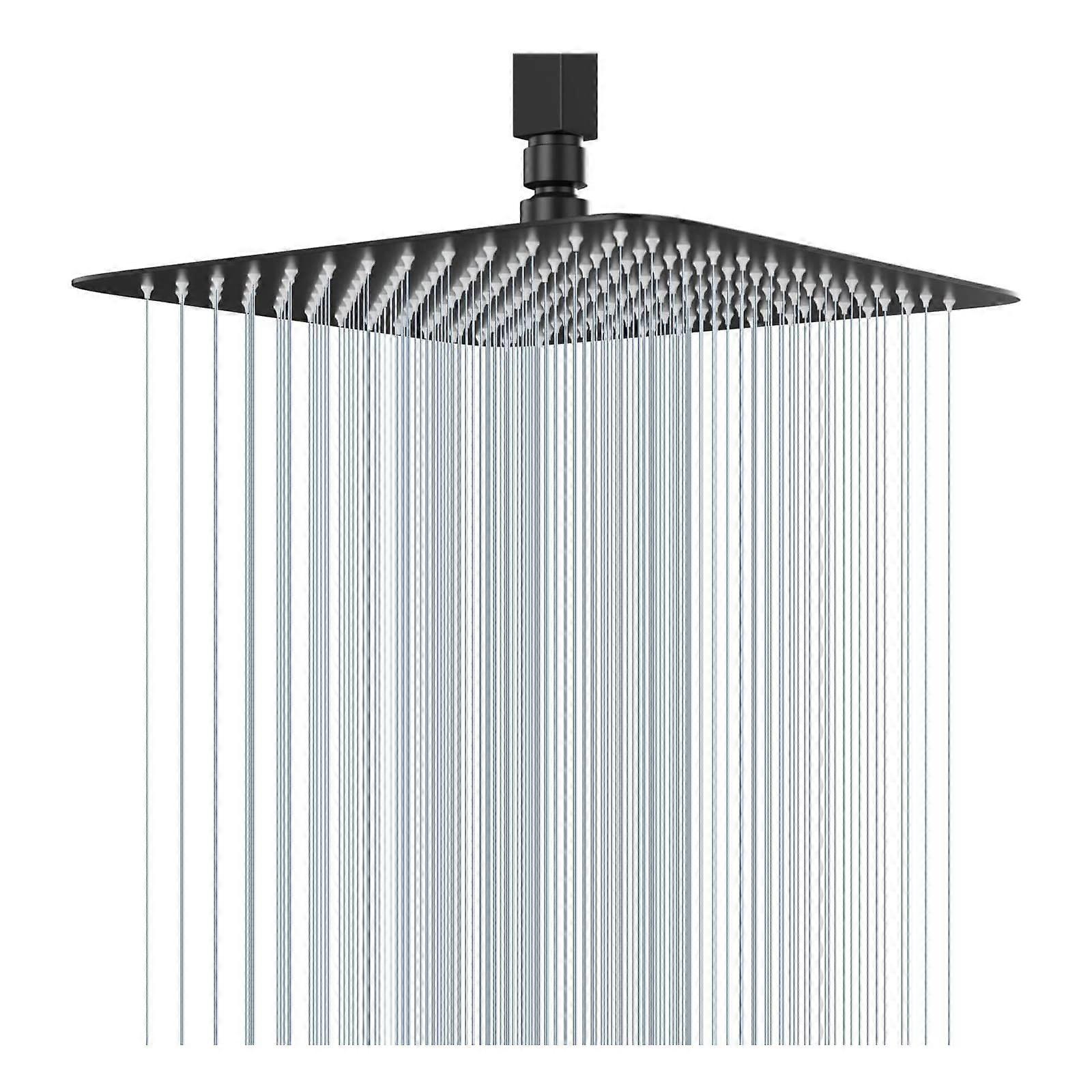 High Pressure Black Stainless Steel Square Rain Shower Head 8 Inch Ultra Thin for Modern Bathroom Upgrade