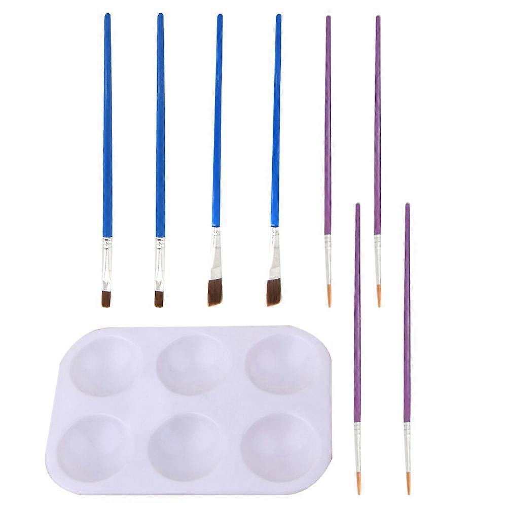 Model Paint Brushes Diy Hand Tools Kit for Beginners Hobbyists Artists Assorted Color Plastic Nylon 9Pcs