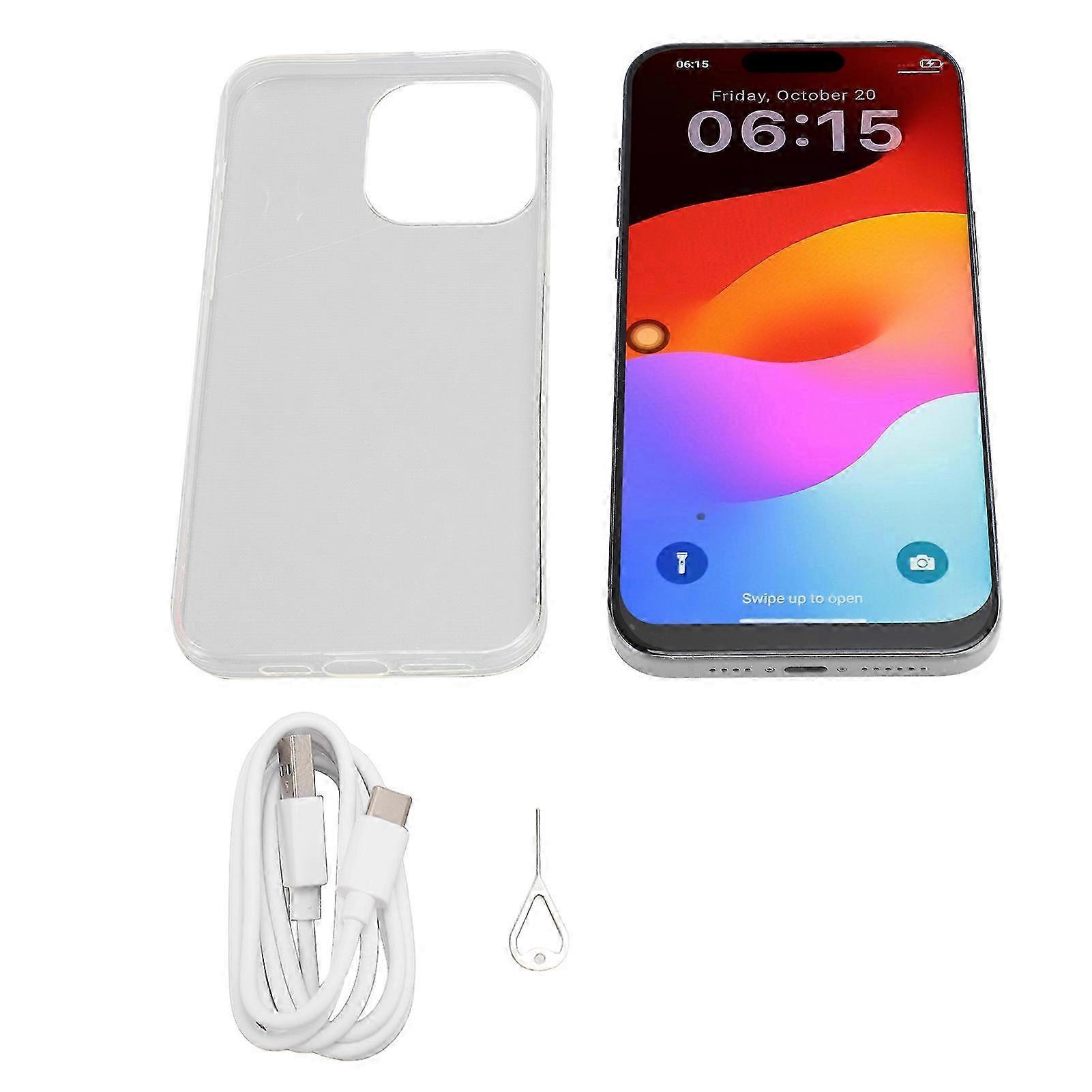 i15 Pro Max Unlock الهاتف الذكي 4G إلى 5G ثنائي النطاق WIFI هاتف 12 جيجابايت رام 256 جيجابايت فتحات بطاقة مزدوجة أبيض