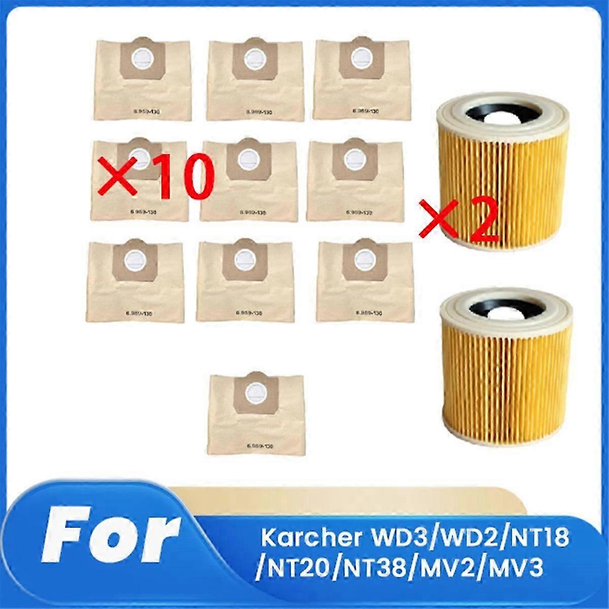 12 Pcs Dust Bag and Filter for WD3/WD2/NT18/NT20/NT38 Sweeping Robot Accessories Cleaner Parts Replacement