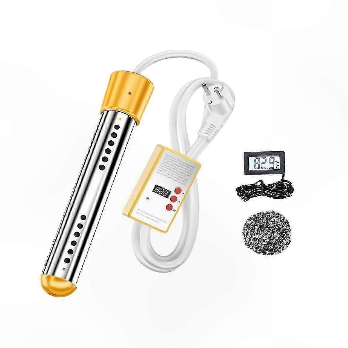 Scaldabagno sommergibile da 1500 W con timer, coperchio in acciaio inossidabile, riscaldatore elettrico ad immersione compatibile con spina UE per uso domestico